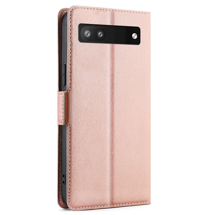 Ultra-thin Side Magnetic Clasp PU Leather Card Slot Design Anti-drop Phone Cover Stand Case for Google Pixel 6a - Rose Gold