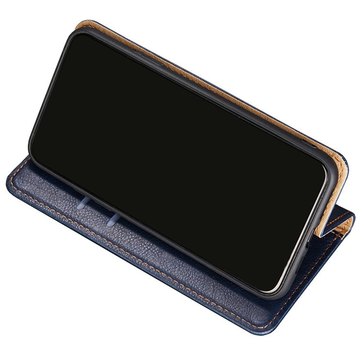 Flip PU Leather + TPU Bumper Stand Cover Wallet Auto-absorbed Phone Case for Google Pixel 6a  - Blue