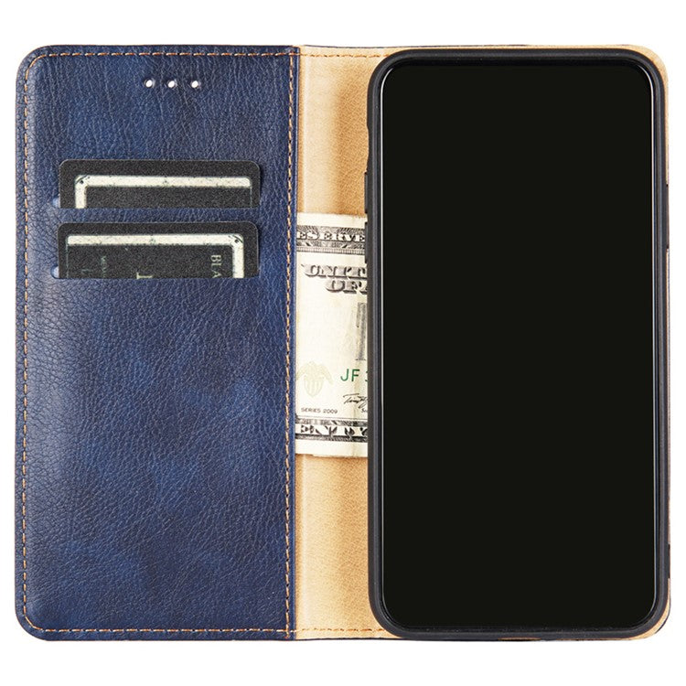Flip PU Leather + TPU Bumper Stand Cover Wallet Auto-absorbed Phone Case for Google Pixel 6a  - Blue