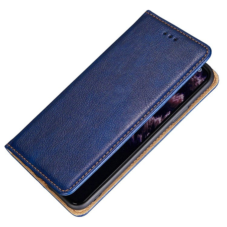 Flip PU Leather + TPU Bumper Stand Cover Wallet Auto-absorbed Phone Case for Google Pixel 6a  - Blue