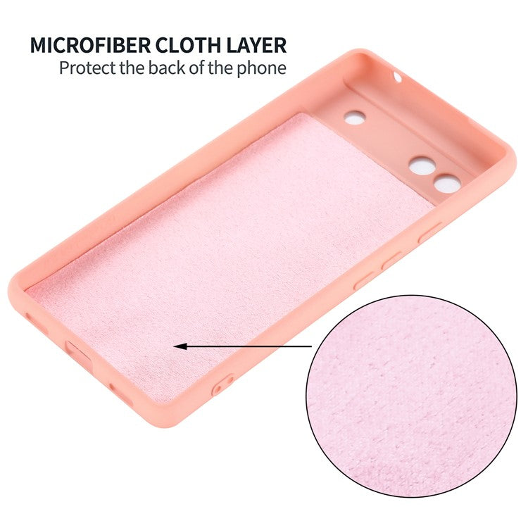 Soft Touch Liquid Silicone Microfiber Lining Anti-Shock Flexible Phone Case with Strap for Google Pixel 6a - Pink
