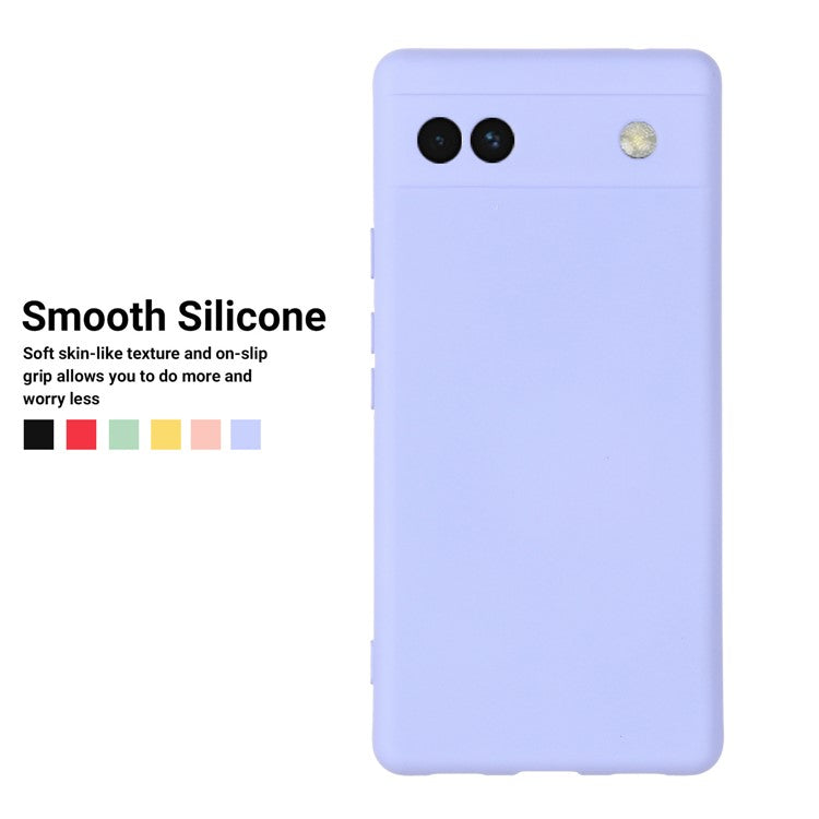 Soft Touch Liquid Silicone Microfiber Lining Anti-Shock Flexible Phone Case with Strap for Google Pixel 6a - Blue