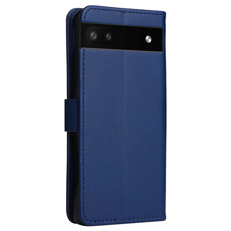 KT Leather Series-2 Stand Wallet Phone Case for Google Pixel 6a 5G, PU Leather + TPU All-round Protection Cover with Wrist Strap - Blue