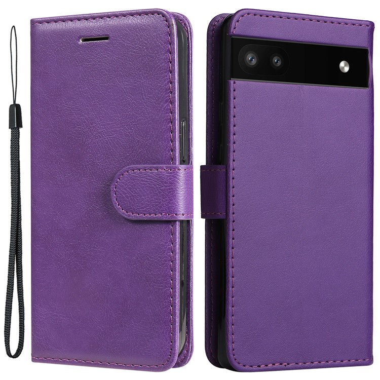 KT Leather Series-2 Stand Wallet Phone Case for Google Pixel 6a 5G, PU Leather + TPU All-round Protection Cover with Wrist Strap - Purple