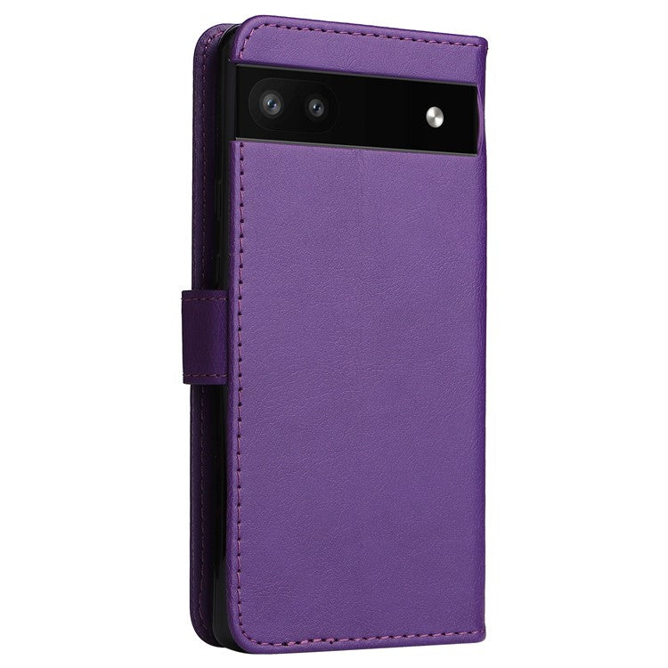 KT Leather Series-2 Stand Wallet Phone Case for Google Pixel 6a 5G, PU Leather + TPU All-round Protection Cover with Wrist Strap - Purple