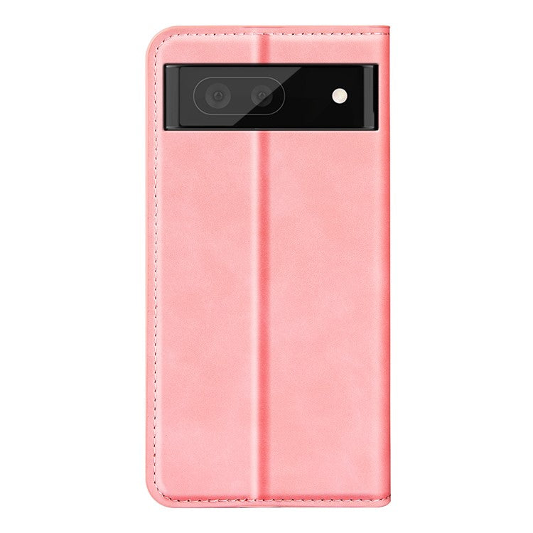 Skin-touch Feeling Leather Cover for Google Pixel 7 Pro 5G Stand Drop-proof Magnetic Auto Closing Wallet Phone Case - Pink