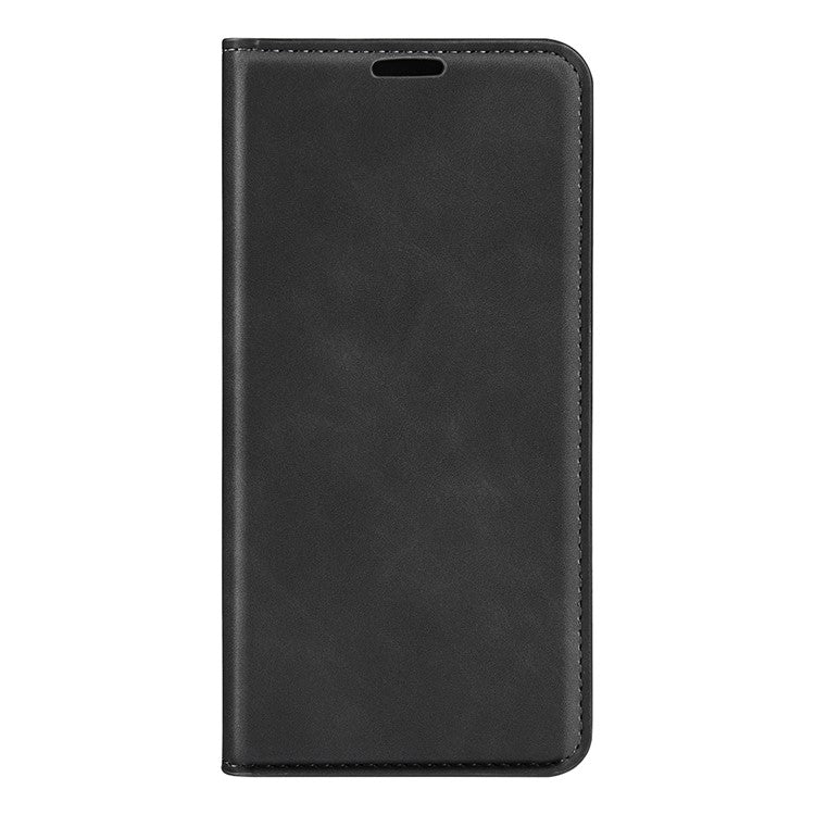Stand Skin-touch Feeling Leather Cover for Google Pixel 7 5G, Scratch-resistant Magnetic Auto Closing Wallet Cell Phone Case - Black