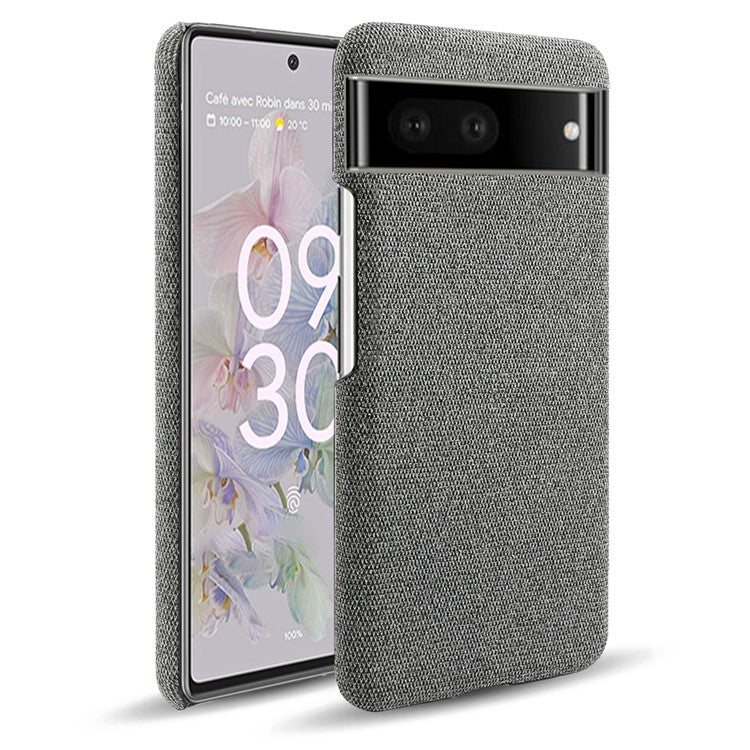 For Google Pixel 7 Drop Proof Solid Color Cloth Texture Protective Shell Hard PC Phone Case - Grey
