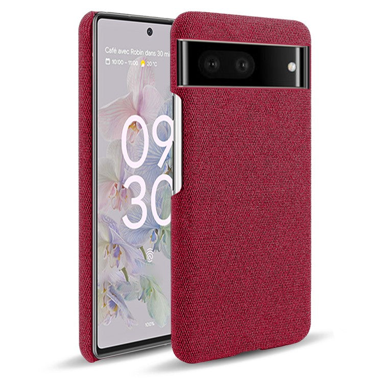 For Google Pixel 7 Drop Proof Solid Color Cloth Texture Protective Shell Hard PC Phone Case - Red