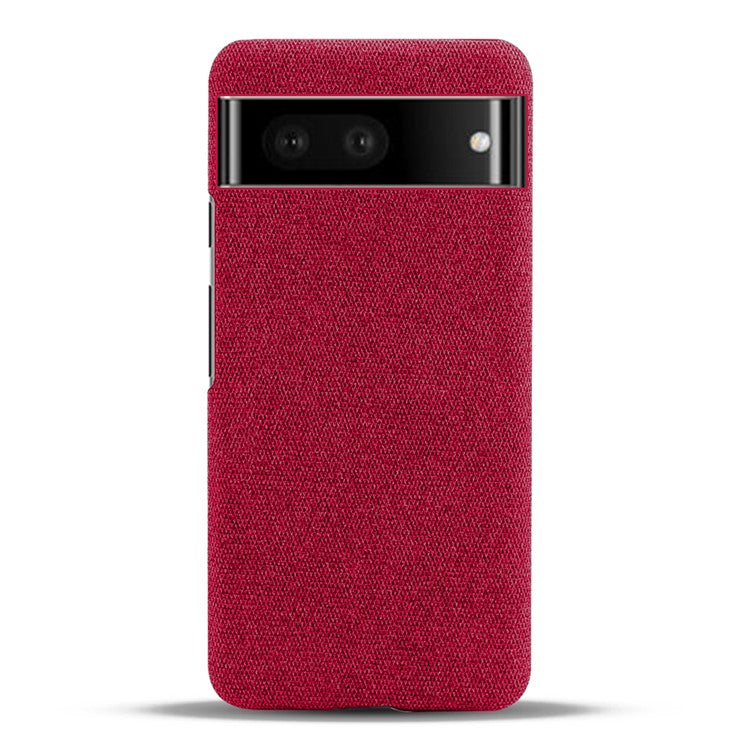 For Google Pixel 7 Drop Proof Solid Color Cloth Texture Protective Shell Hard PC Phone Case - Red