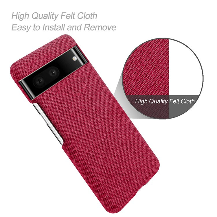 For Google Pixel 7 Drop Proof Solid Color Cloth Texture Protective Shell Hard PC Phone Case - Red