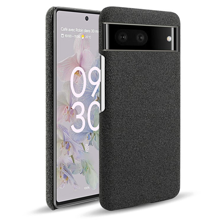 For Google Pixel 7 Drop Proof Solid Color Cloth Texture Protective Shell Hard PC Phone Case - Black