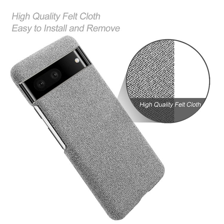 For Google Pixel 7 Drop Proof Solid Color Cloth Texture Protective Shell Hard PC Phone Case - Light Grey