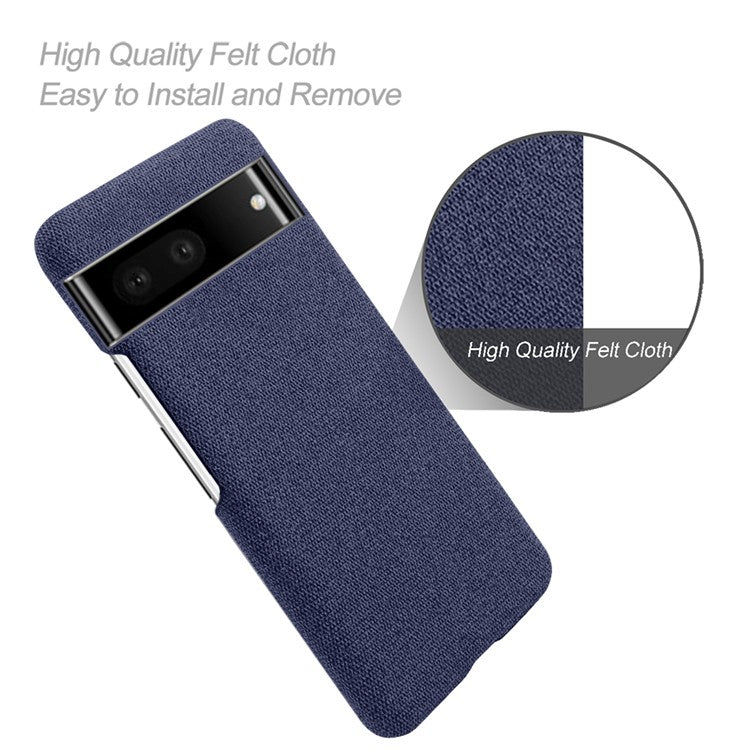 For Google Pixel 7 Drop Proof Solid Color Cloth Texture Protective Shell Hard PC Phone Case - Blue