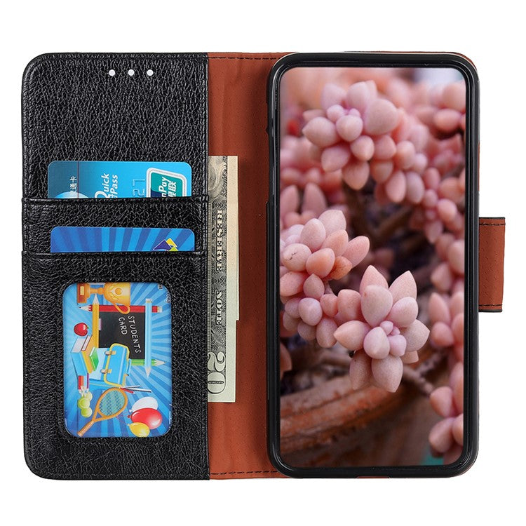 Folio Flip Phone Case for Google Pixel 7 Magnetic Closure Nappa Texture Split Leather Stand Wallet Mobile Phone Cover - Black