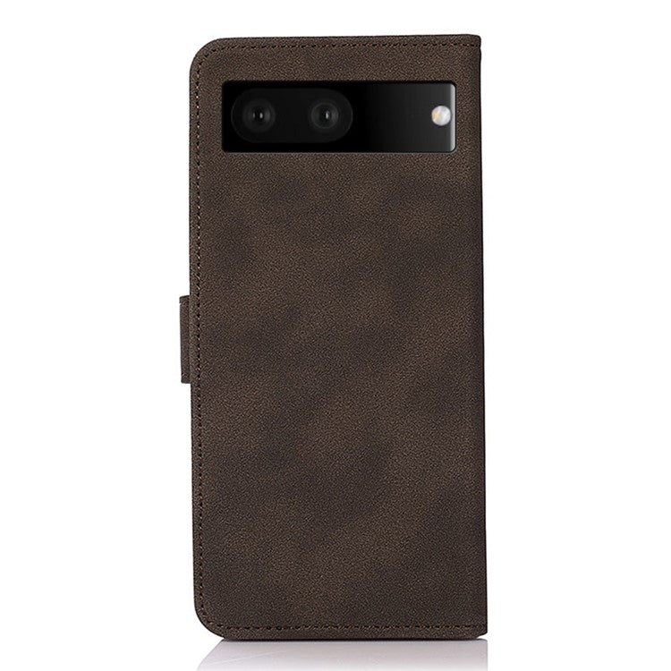 KHAZNEH Wallet Phone Case for Google Pixel 7, Textured PU Leather Magnetic Closure Stand Shockproof Flip Cover - Brown