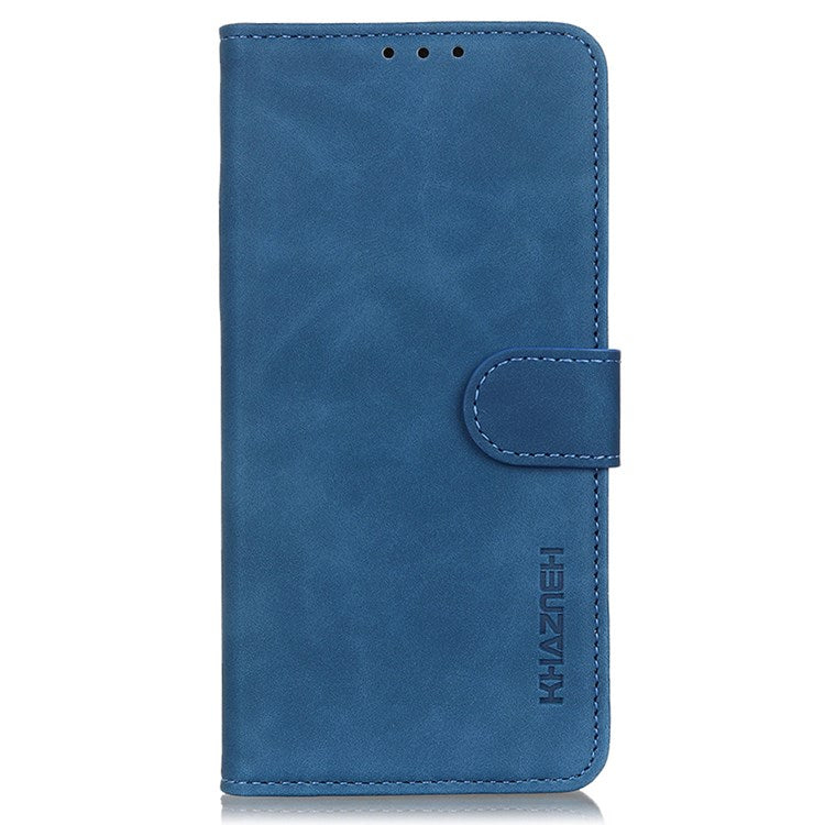 KHAZNEH For Google Pixel 7 Anti-scratch Vintage PU Leather Wallet Case Hands-Free Stand Magnetic Closure Shockproof Flip Folio Cover - Blue