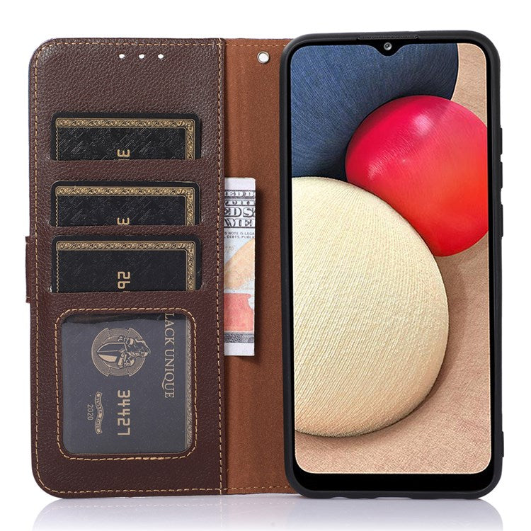 KHAZNEH For Google Pixel 7 Pro 5G Anti-scratch Phone Shell Litchi Texture Wallet Cover RFID Blocking PU Leather Stand Case with Strap - Brown