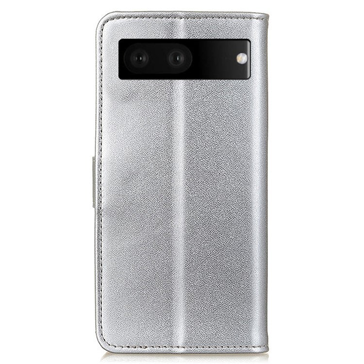 For Google Pixel 7 PU Leather Phone Cover Stand Wallet Inner TPU Flip Case - Silver