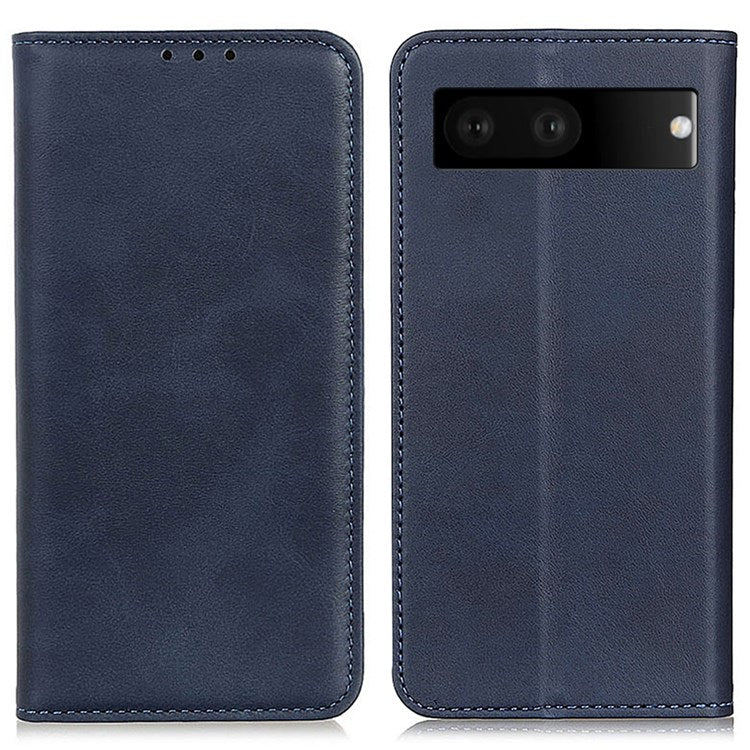 For Google Pixel 7 Split Leather Stand Phone Case Magnetic Auto-absorbed Full Protection Wallet Cover - Blue