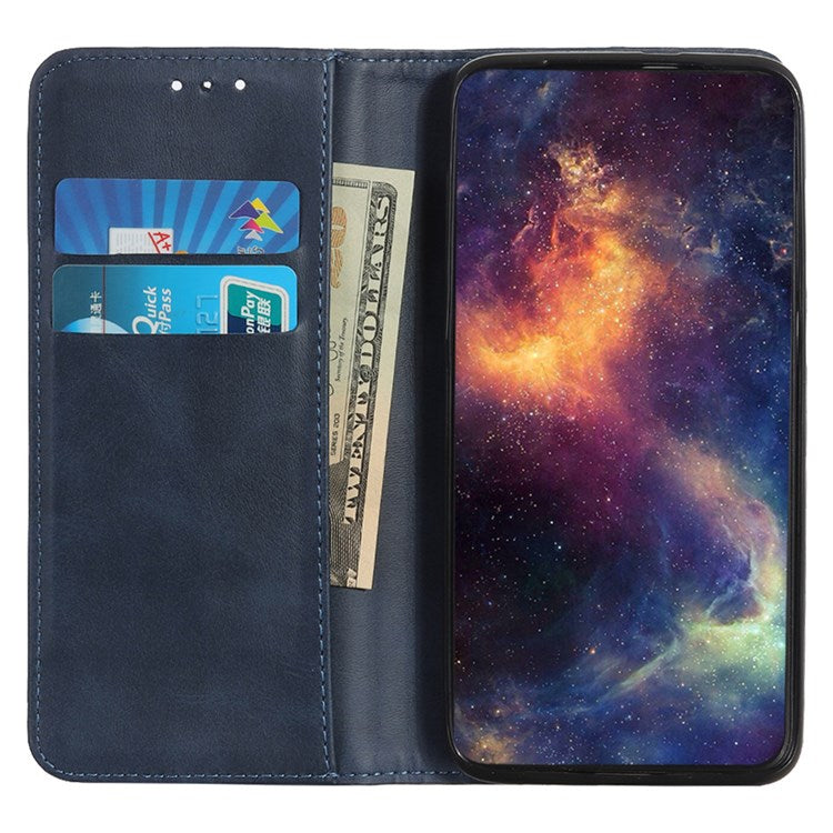For Google Pixel 7 Split Leather Stand Phone Case Magnetic Auto-absorbed Full Protection Wallet Cover - Blue