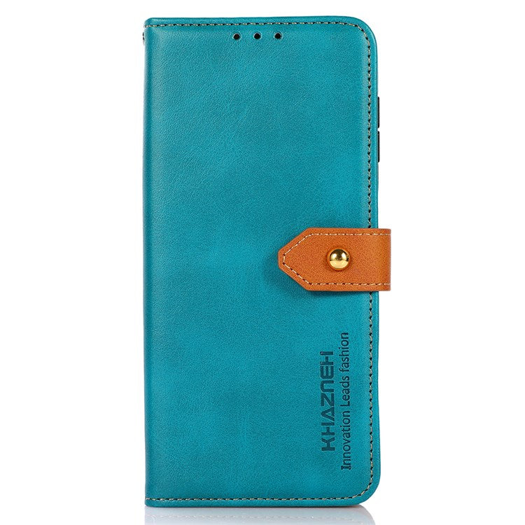 KHAZNEH For Google Pixel 7 Pro 5G Magnetic Golden Clasp PU Leather Stand Case Cell Phone Wallet Cover - Blue