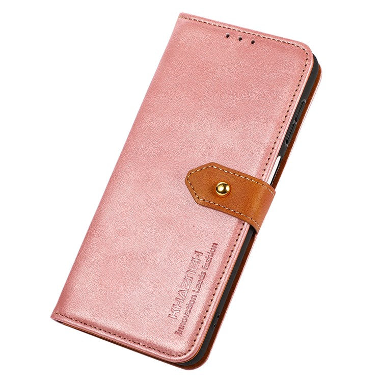 KHAZNEH For Google Pixel 7 Pro 5G Magnetic Golden Clasp PU Leather Stand Case Cell Phone Wallet Cover - Rose Gold