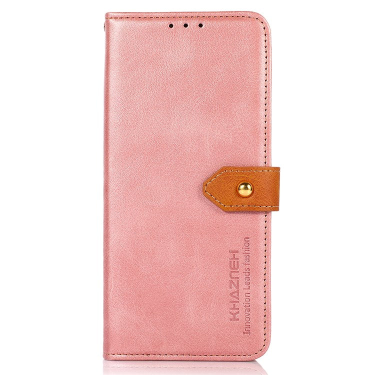 KHAZNEH For Google Pixel 7 Pro 5G Magnetic Golden Clasp PU Leather Stand Case Cell Phone Wallet Cover - Rose Gold