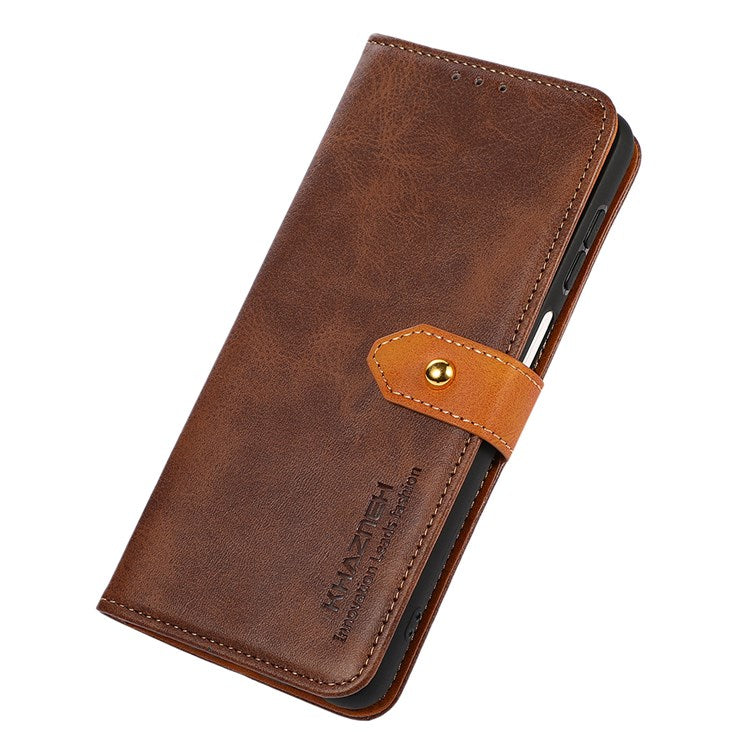 KHAZNEH For Google Pixel 7 Pro 5G Magnetic Golden Clasp PU Leather Stand Case Cell Phone Wallet Cover - Brown