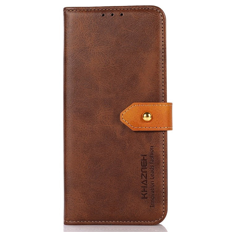 KHAZNEH For Google Pixel 7 Pro 5G Magnetic Golden Clasp PU Leather Stand Case Cell Phone Wallet Cover - Brown