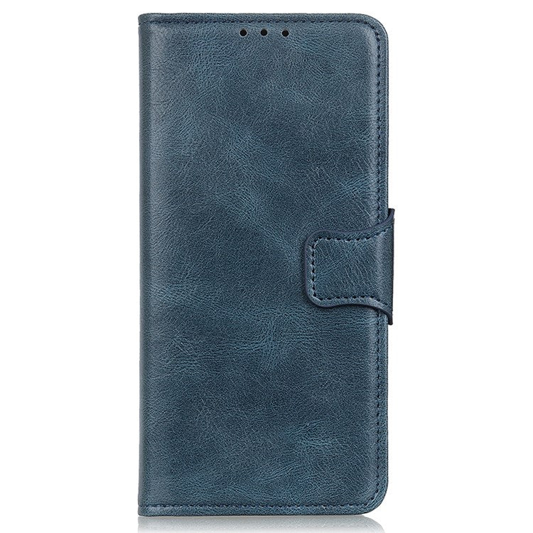For Google Pixel 7 Shockproof Phone Case Crazy Horse Texture PU Leather Wallet Stand Protective Cover - Blue