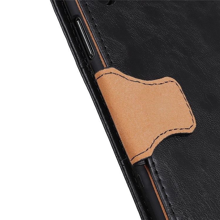 For Google Pixel 7 Wallet Stand Crazy Horse Texture Phone Case Split Leather + TPU Protective Cover - Black
