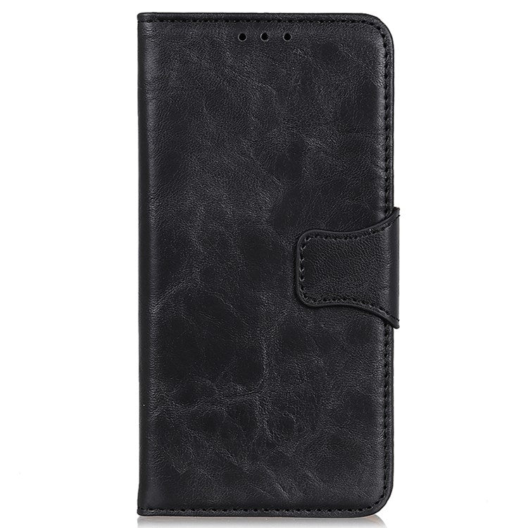 For Google Pixel 7 Wallet Stand Crazy Horse Texture Phone Case Split Leather + TPU Protective Cover - Black