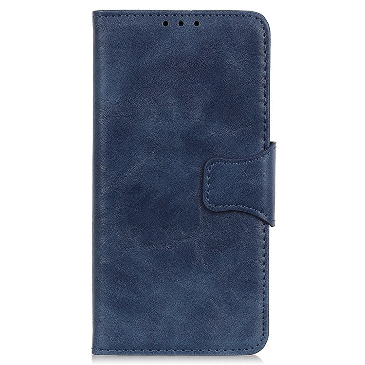 For Google Pixel 7 Wallet Stand Crazy Horse Texture Phone Case Split Leather + TPU Protective Cover - Blue