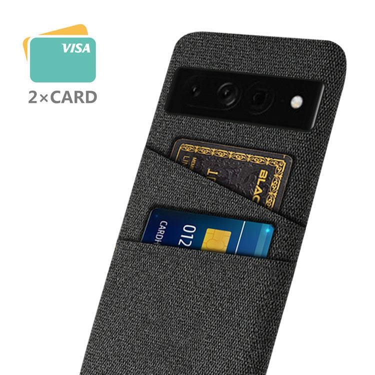 Cloth Texture PC Case for Google Pixel 7 Pro 5G Dual Card Slots Mobile Phone Protective Cover - Black