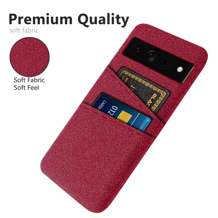 Cloth Texture PC Case for Google Pixel 7 Pro 5G Dual Card Slots Mobile Phone Protective Cover - Red