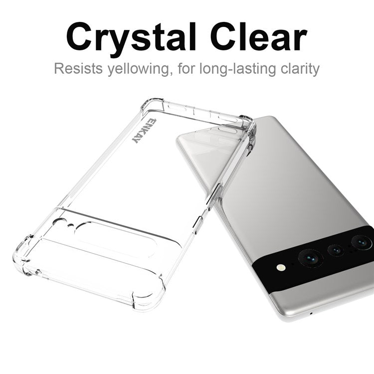 ENKAY HAT PRINCE Crystal Clear Slim Case for Google Pixel 7 Pro 5G Fall Protection TPU Cover Four Corner Enhanced Anti-slip Edge Phone Protector
