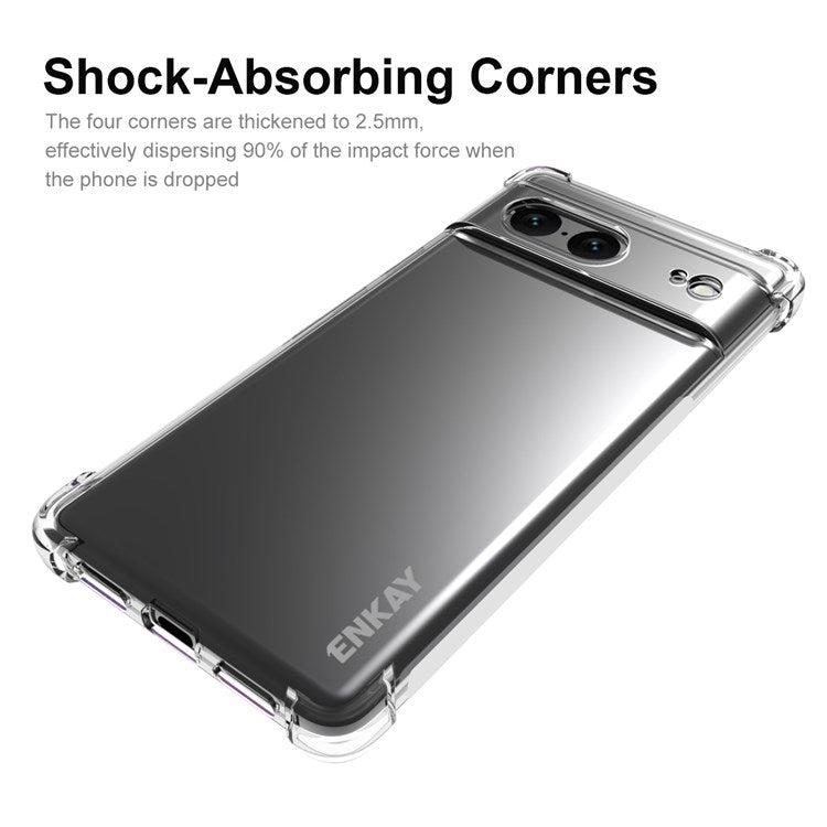 ENKAY HAT PRINCE Crystal Clear Case for Google Pixel 7 Anti-slip Edge TPU Cover Four Corner Enhanced Fall Protection Phone Shell