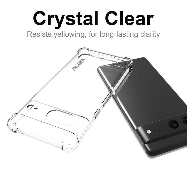 ENKAY HAT PRINCE Crystal Clear Case for Google Pixel 7 Anti-slip Edge TPU Cover Four Corner Enhanced Fall Protection Phone Shell