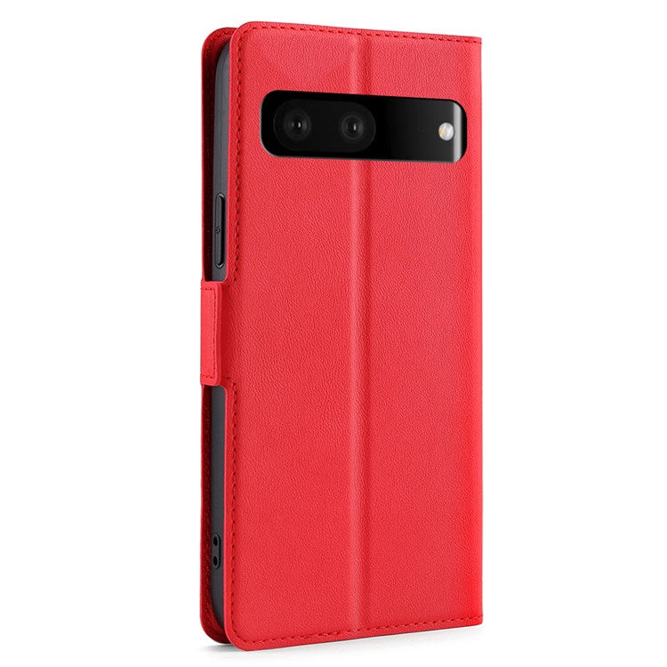 Ultra-thin PU Leather Case for Google Pixel 7 5G Drop-proof Stand Phone Cover Side Magnetic Closure Case with Card Slot - Red