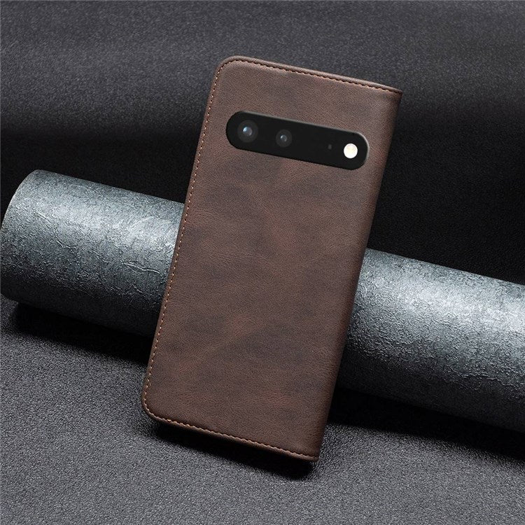 BINFEN COLOR BF Leather Series-5 for Google Pixel 7 Leather Wallet Case, 08 Hidden Magnetic Absorption RFID Blocking Flip Folio Stand Phone Cover - Brown