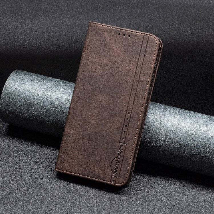 BINFEN COLOR BF Leather Series-5 for Google Pixel 7 Leather Wallet Case, 08 Hidden Magnetic Absorption RFID Blocking Flip Folio Stand Phone Cover - Brown