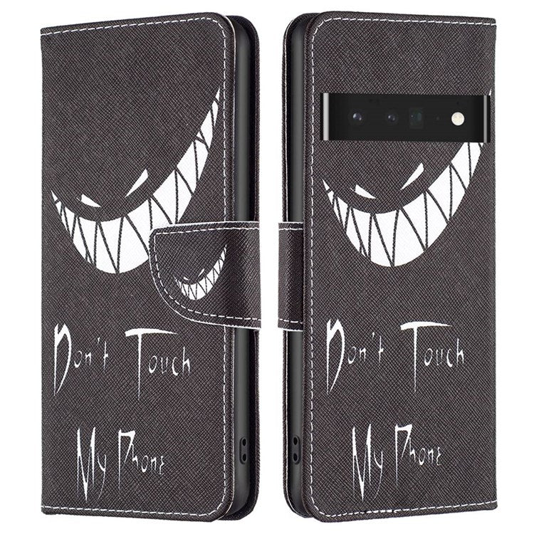 BF Pattern Printing Leather Series-1 for Google Pixel 7 Pro 5G Leather Phone Case with Stand Wallet - Don't Touch My Phone