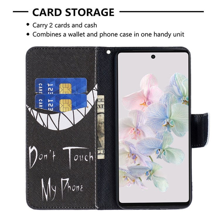BF Pattern Printing Leather Series-1 for Google Pixel 7 Pro 5G Leather Phone Case with Stand Wallet - Don't Touch My Phone