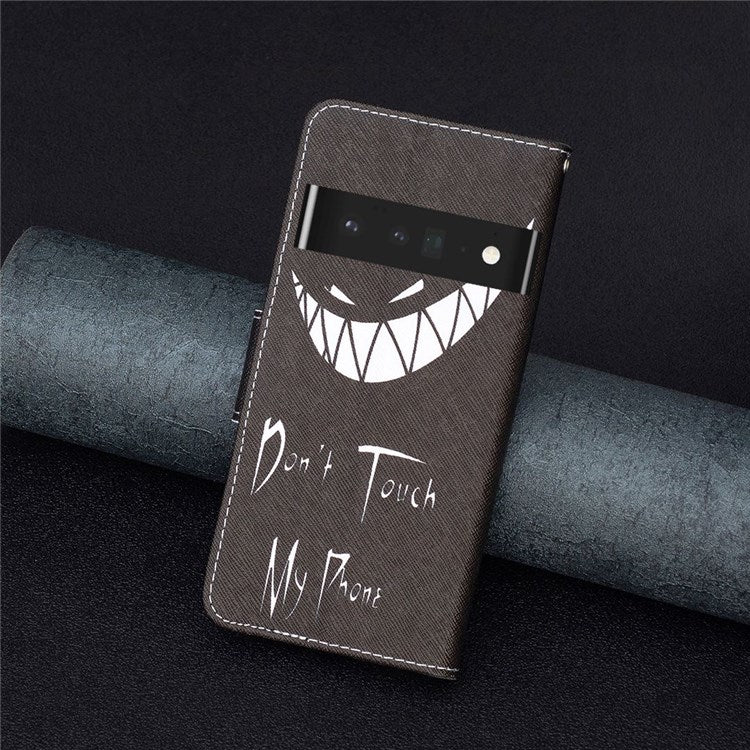 BF Pattern Printing Leather Series-1 for Google Pixel 7 Pro 5G Leather Phone Case with Stand Wallet - Don't Touch My Phone