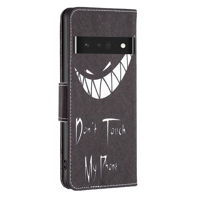 BF Pattern Printing Leather Series-1 for Google Pixel 7 Pro 5G Leather Phone Case with Stand Wallet - Don't Touch My Phone