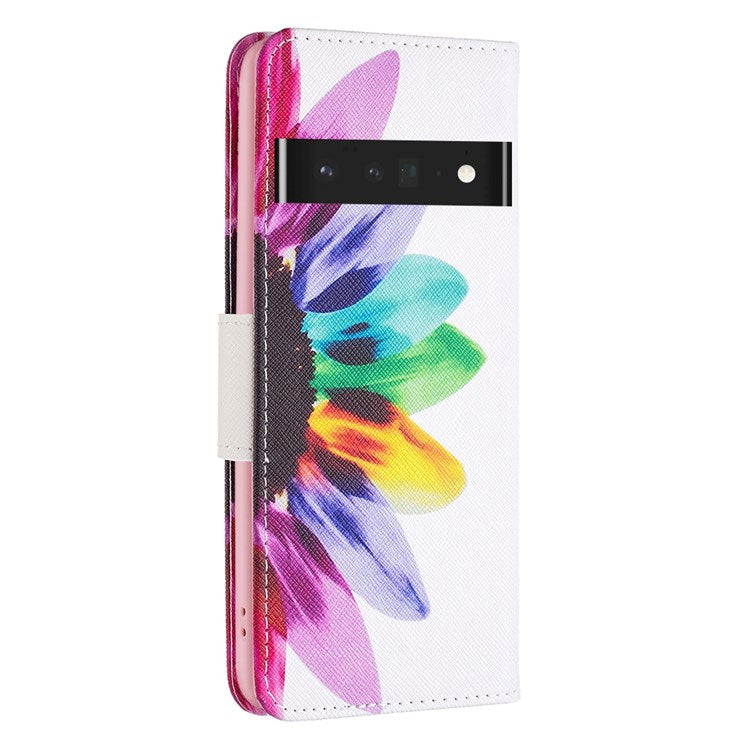 BF Pattern Printing Leather Series-1 for Google Pixel 7 Pro 5G Leather Phone Case with Stand Wallet - Sunflower