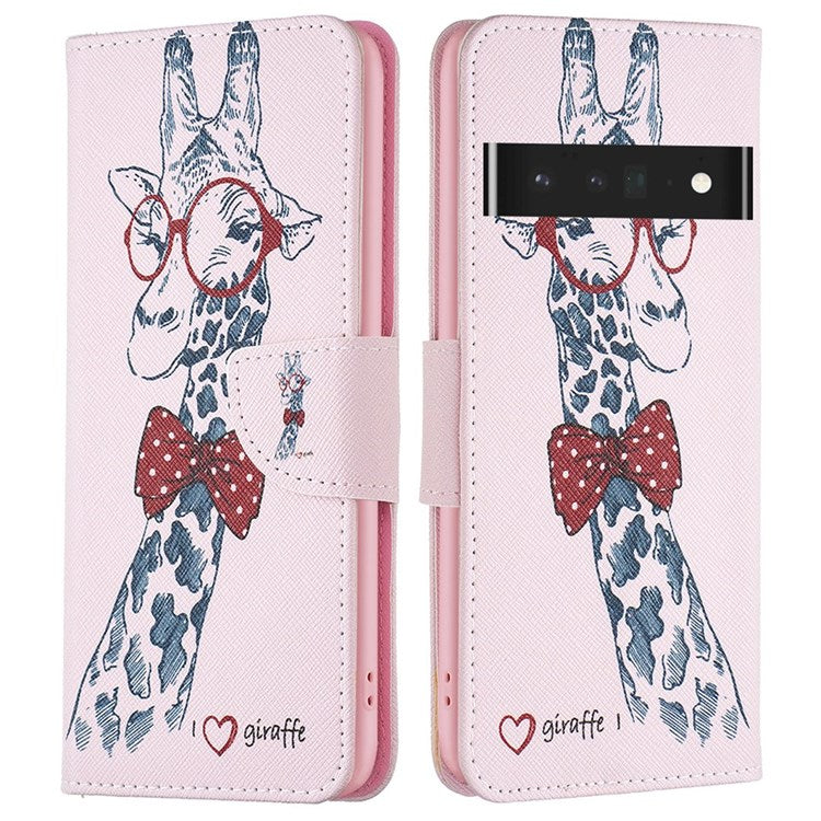 BF Pattern Printing Leather Series-1 for Google Pixel 7 Pro 5G Leather Phone Case with Stand Wallet - Giraffe