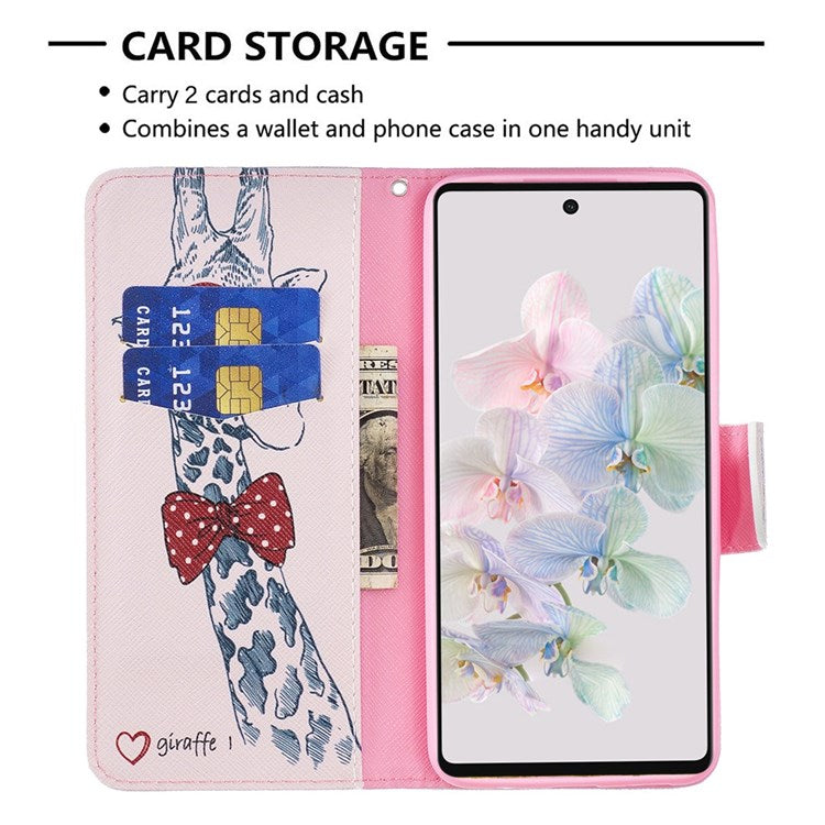 BF Pattern Printing Leather Series-1 for Google Pixel 7 Pro 5G Leather Phone Case with Stand Wallet - Giraffe