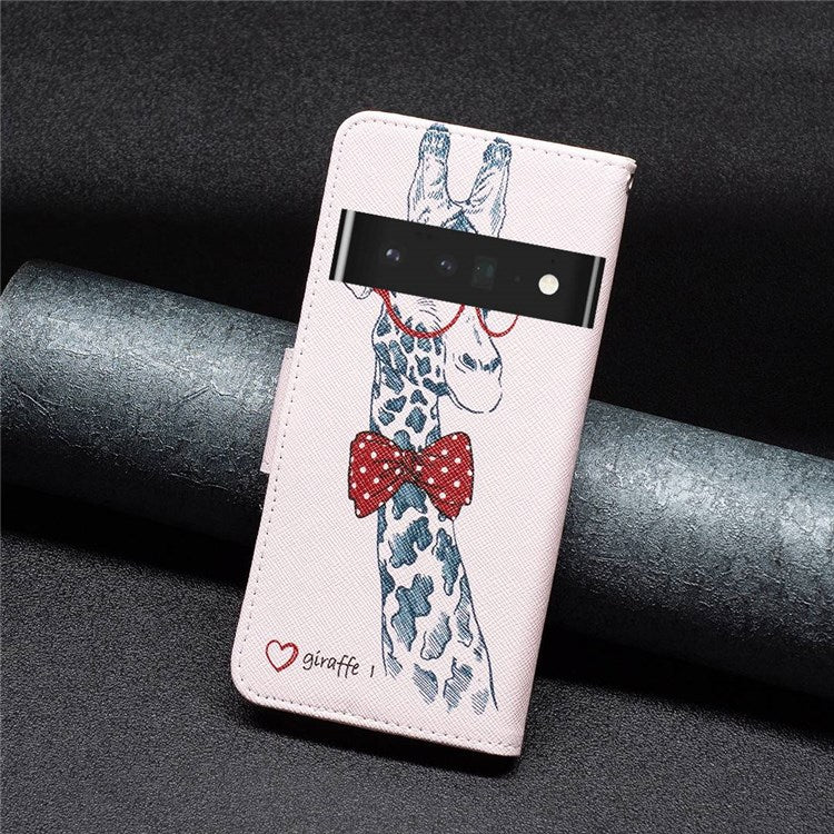 BF Pattern Printing Leather Series-1 for Google Pixel 7 Pro 5G Leather Phone Case with Stand Wallet - Giraffe